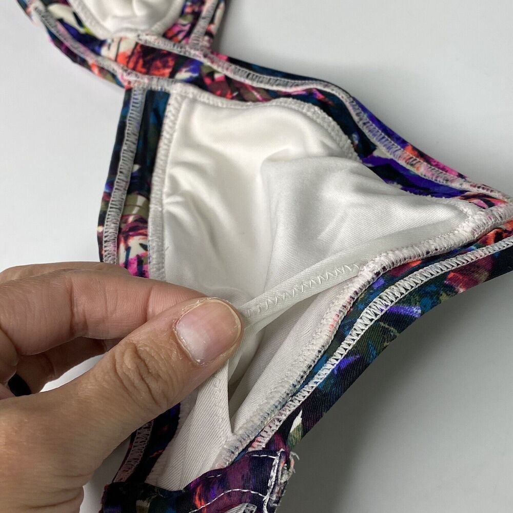 Pink Floral Bikini Top Sz S AA-C Victorias Secret Halter Embroidered Watercolor - Picture 7 of 14